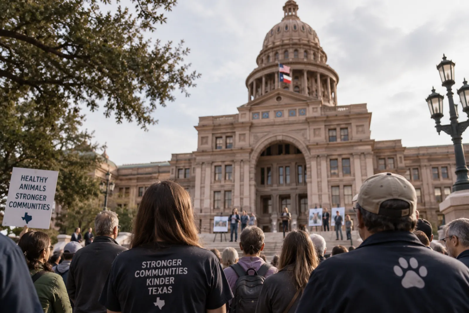 Animal advocates gathered outside the Texas Capitol